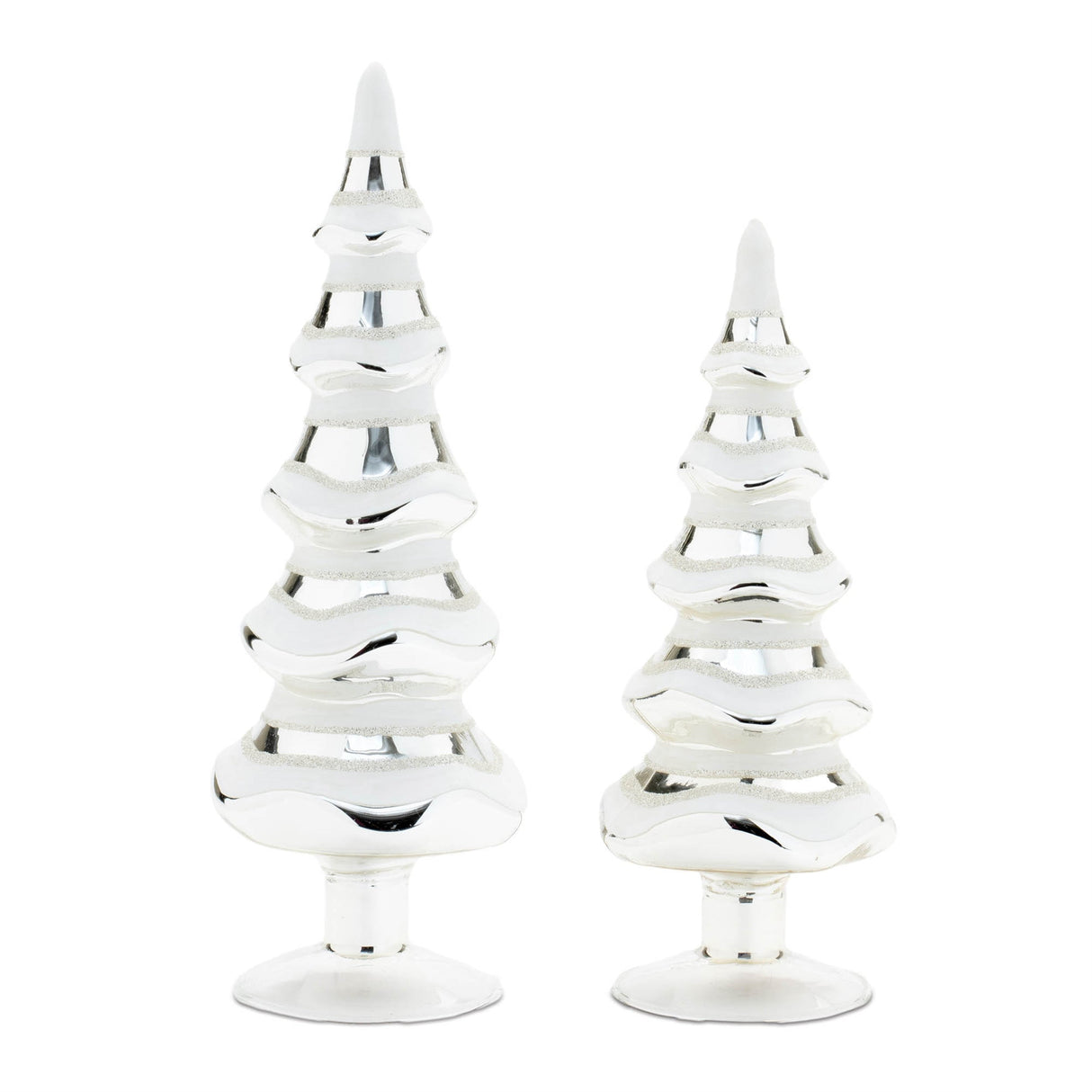Snowy-Glass-Pine-Tree-(Set-of-2)-Christmas-Decor
