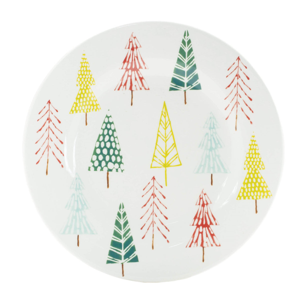 Ceramic-Pine-Tree-Print-Plate-(Set-of-4)-Christmas-Decor