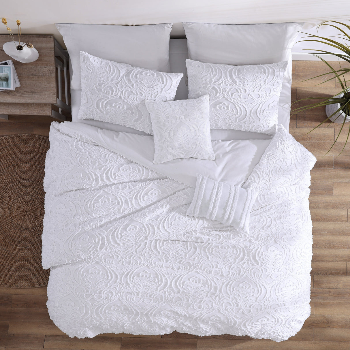 Rhapsody 6 Pc Cotton Clip Jacquard Bedding Ensemble