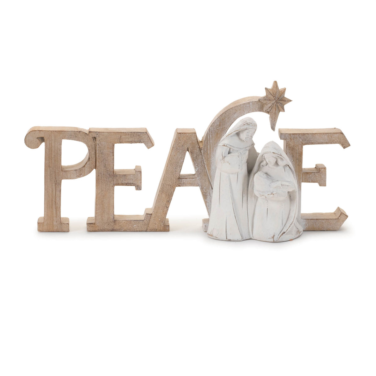 Nativity peace sign with holy family 10"l