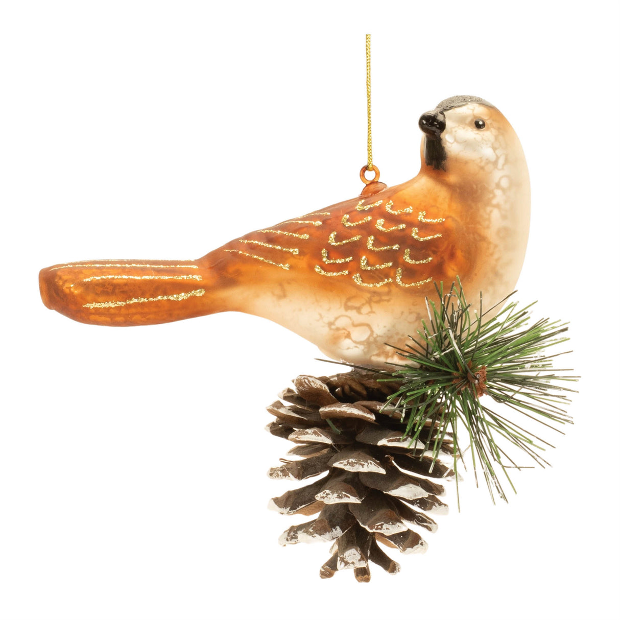 Glittered-Glass-Bird-and-Piencone-Ornament-(Set-of-6)-Christmas-Ornaments