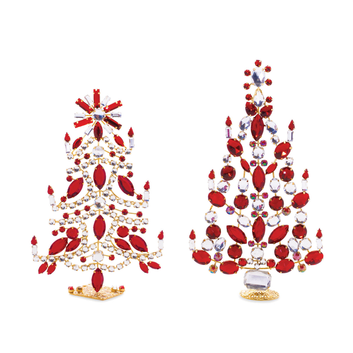 Jeweled-Metal-Christmas-Tree-(Set-of-2)-Christmas-Trees