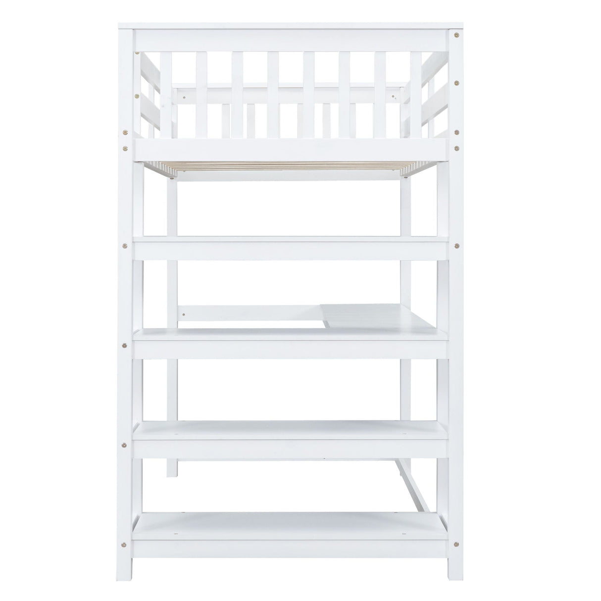 Loft Bed With Storage Shelves And Under Bed Desk