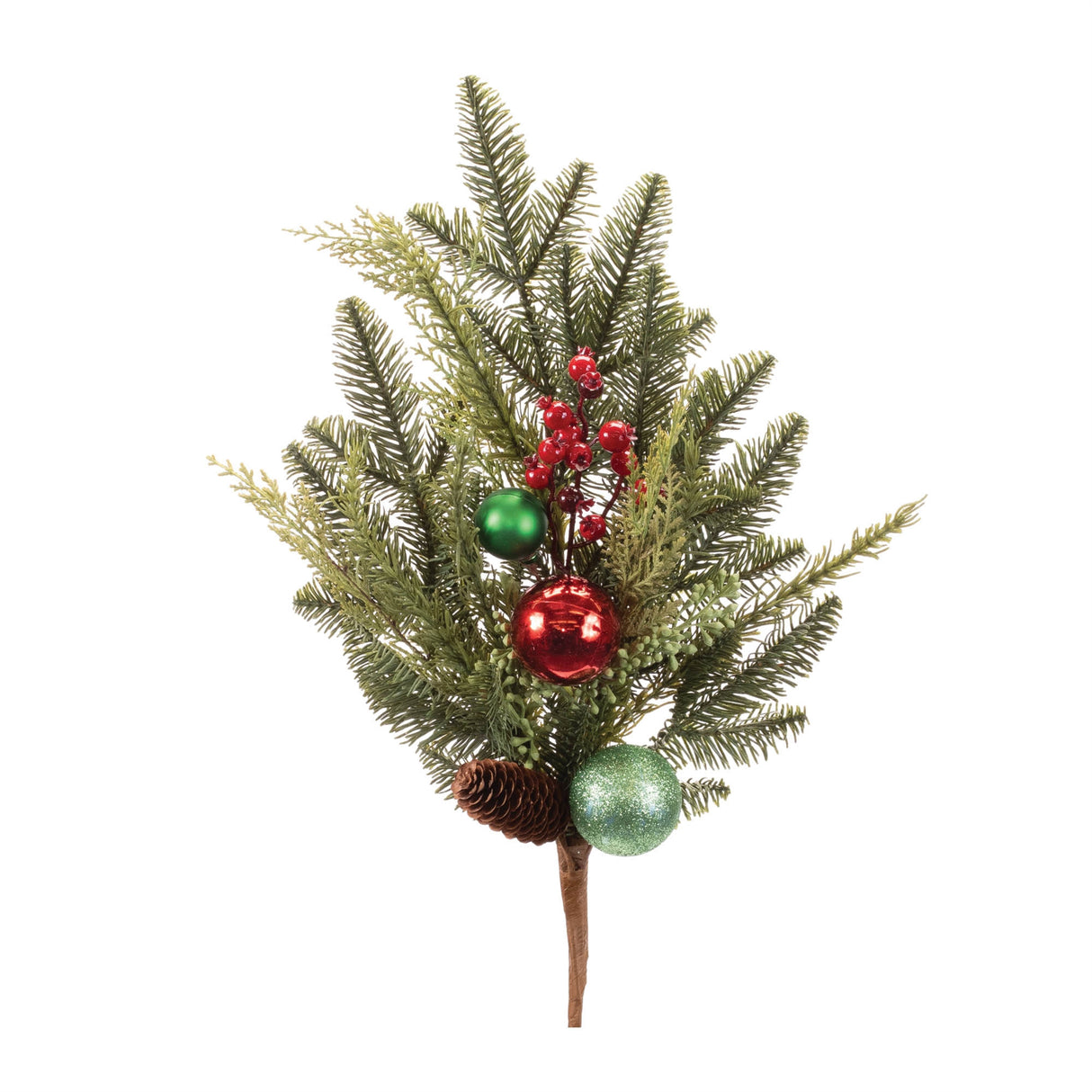 Pine-and-ball-ornament-spray-(set-of-2)-Christmas-Ornaments
