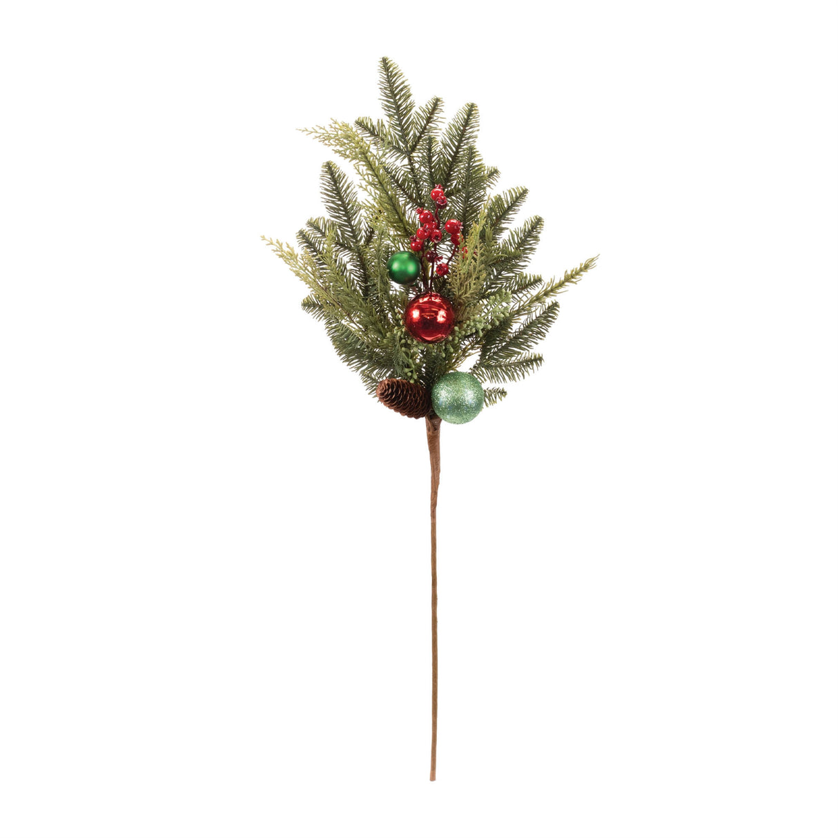 Pine and Ball Ornament Spray (Set of 2)