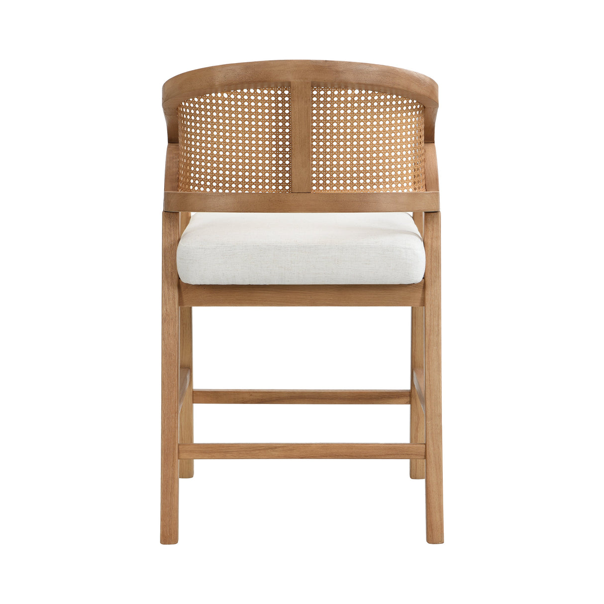 Wooden Frame Counter Stool with Rattan Back, Set of 2
