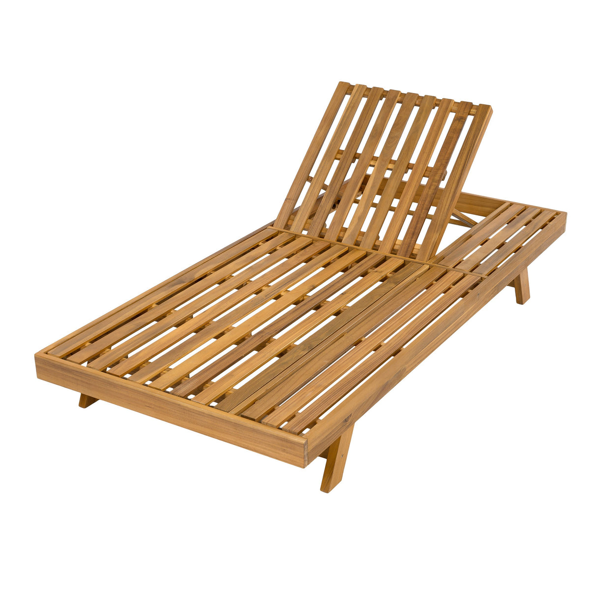 Lounge Chaise Set, Acacia Wood with Water-Resistant Cushions