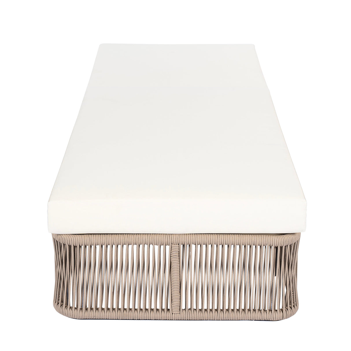 Beige and White Adjustable Sunlounge with Woven Rope Base