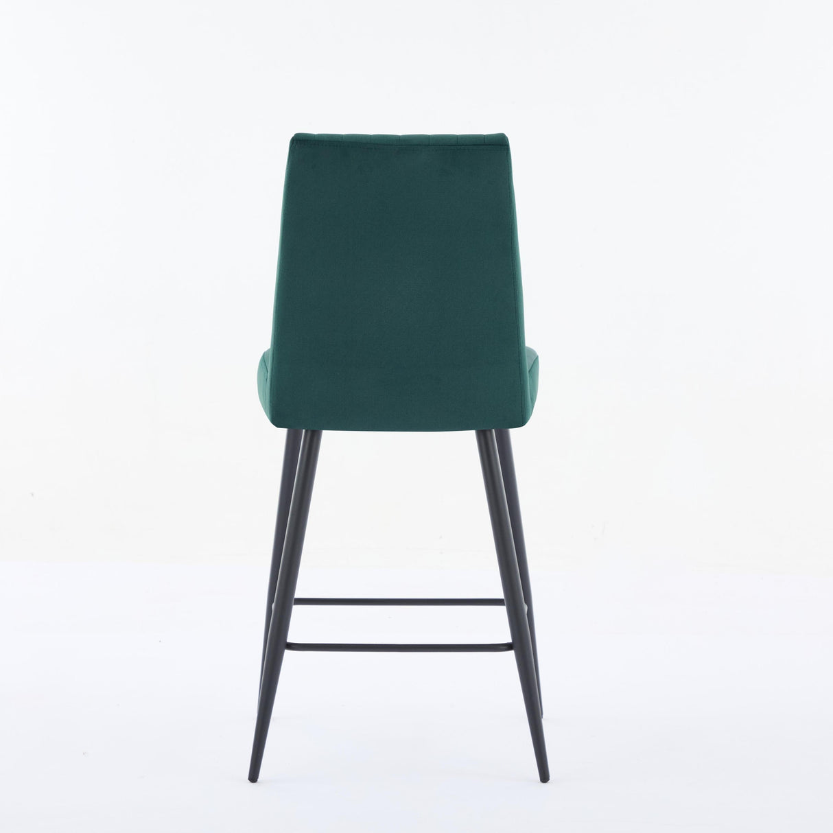 Adjustable Iron Feet Velvet Green Bar Chairs Set of 2