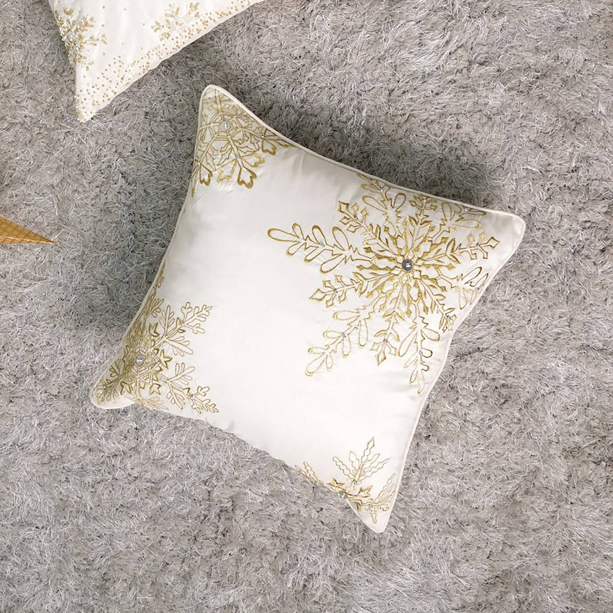 Handcrafted Snowflake Beaded Holiday Pillow