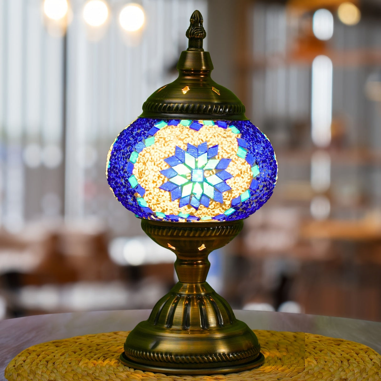 Handmade Turkish Mosaic Lamp – Dimmable Glass Pumpkin Night Light for Bedroom
