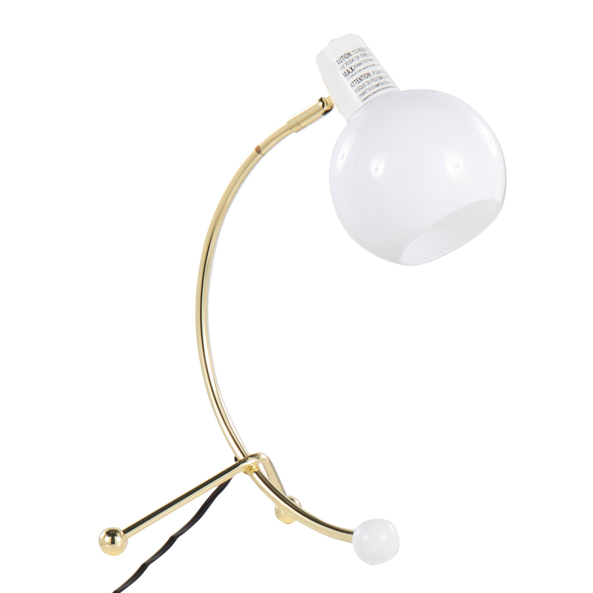 Eileen Contemporary Task Lamp in Gold Metal and White Shade