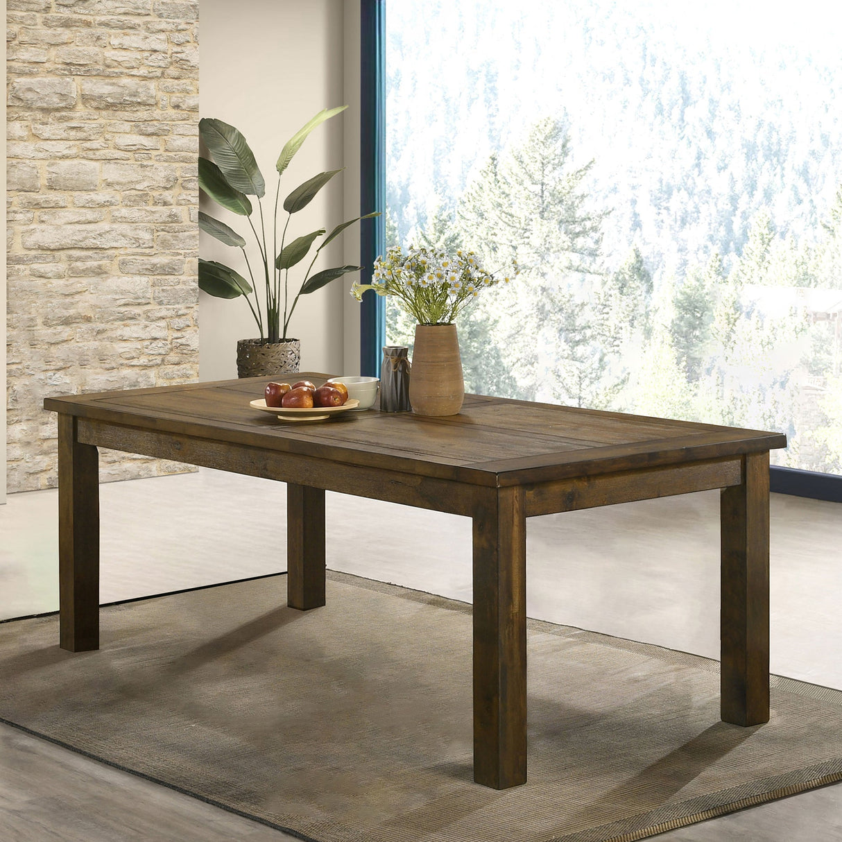 Guster Rustic Golden Brown Rectangular Dining Table