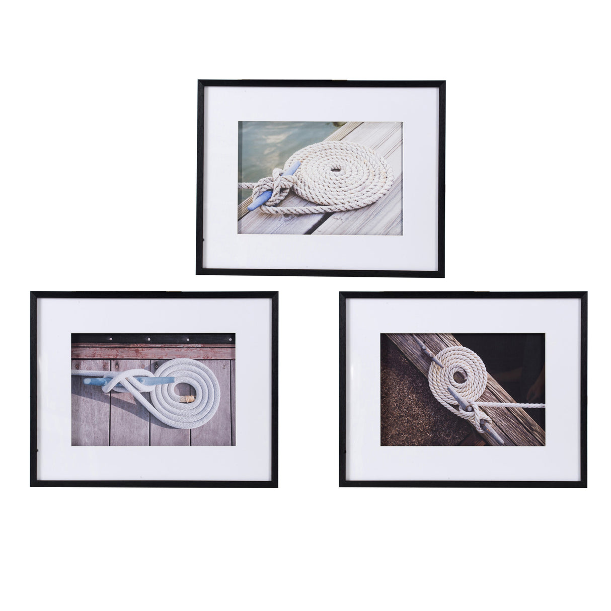 30' x 24' Rope Wall Art with Black Frame, Set of 3