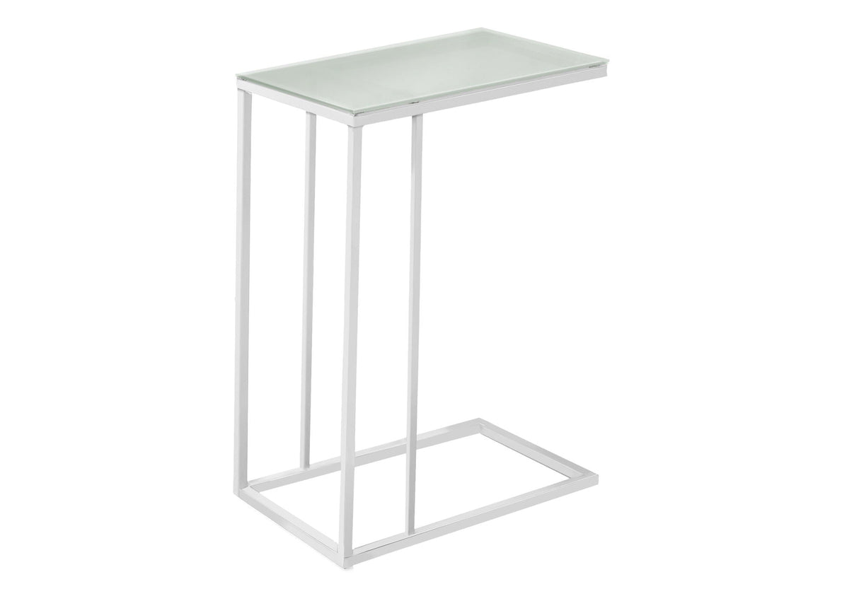 Accent Table, C-Shaped with Tempered Glass - Contemporary & Modern