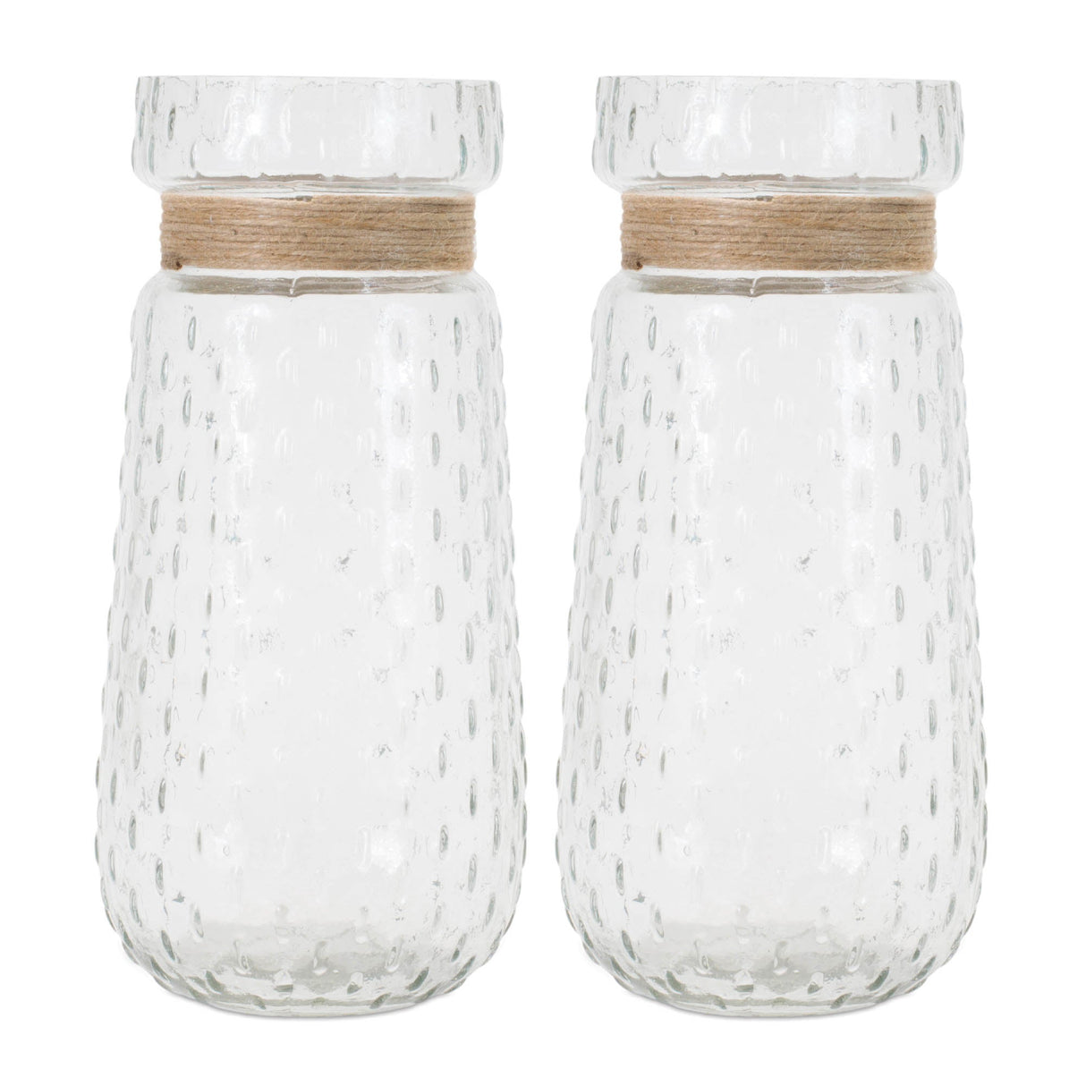 Texture Glass Vase with Jute Accent (Set of 2)