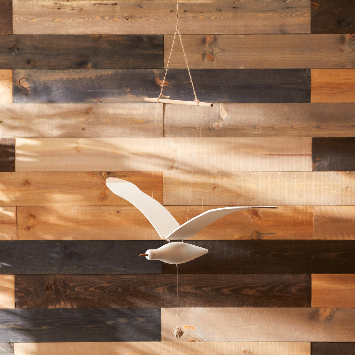 Hanging wood sea bird décor 37"h