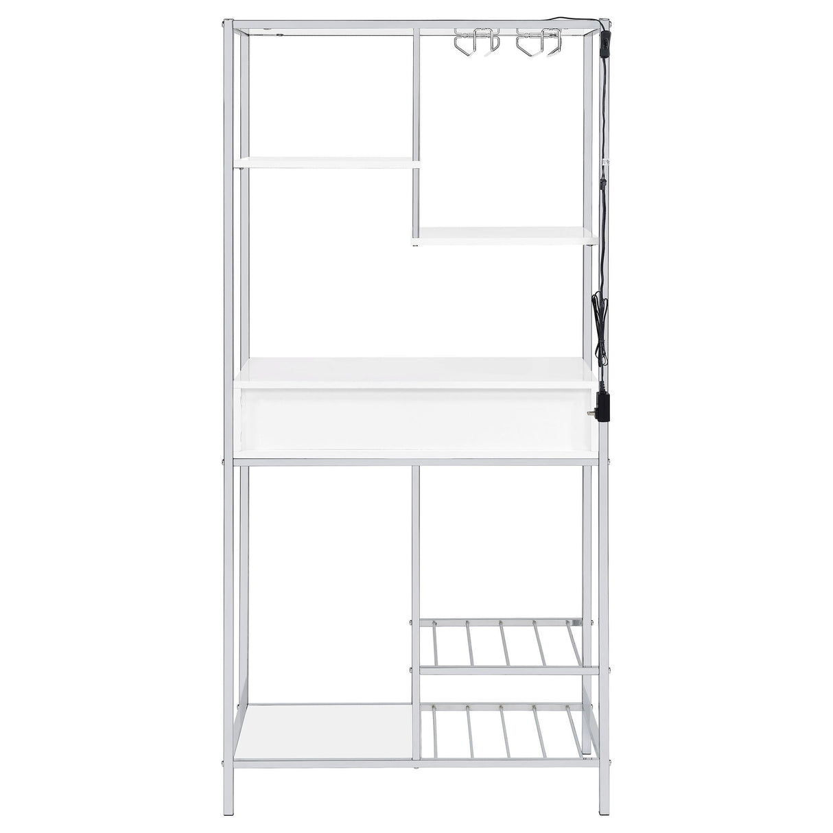 Draper - 5 Shelf LED Wine Cabinet With Pull Out Drawer - Gloss White