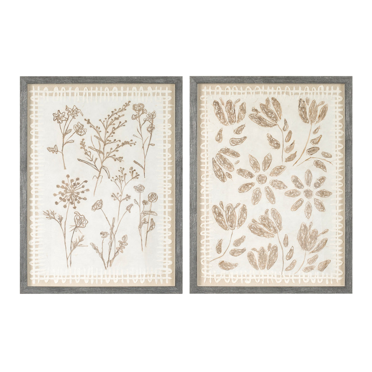 Framed Floral Wall Art Under Glass (Set of 2)