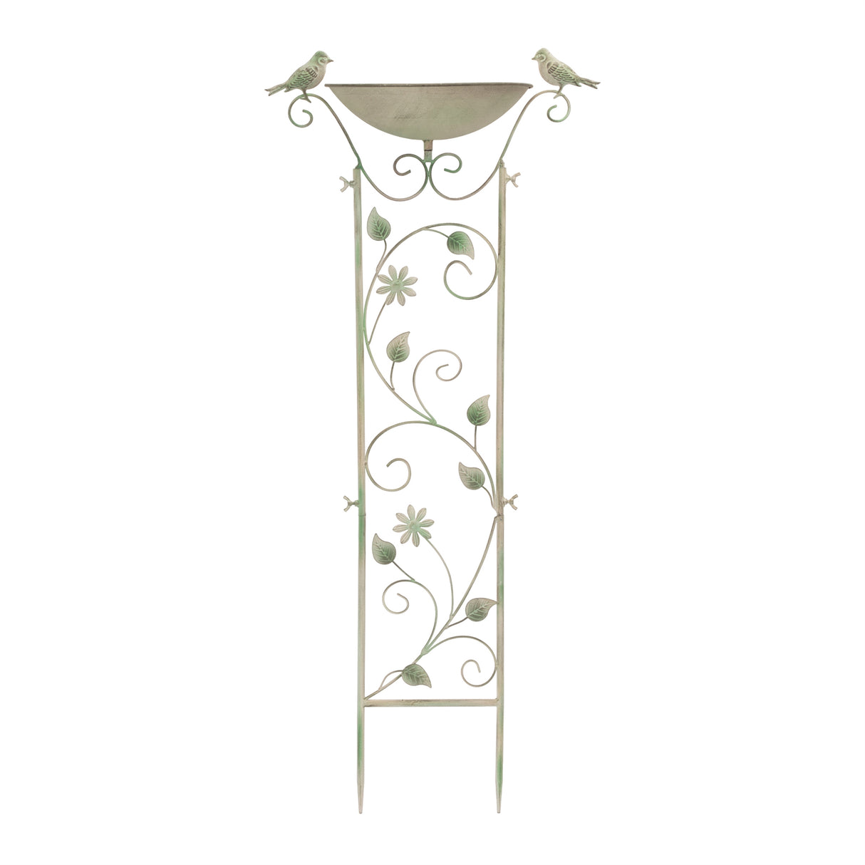 Iron Bird Feeder Trellis Garden Stake 42"H