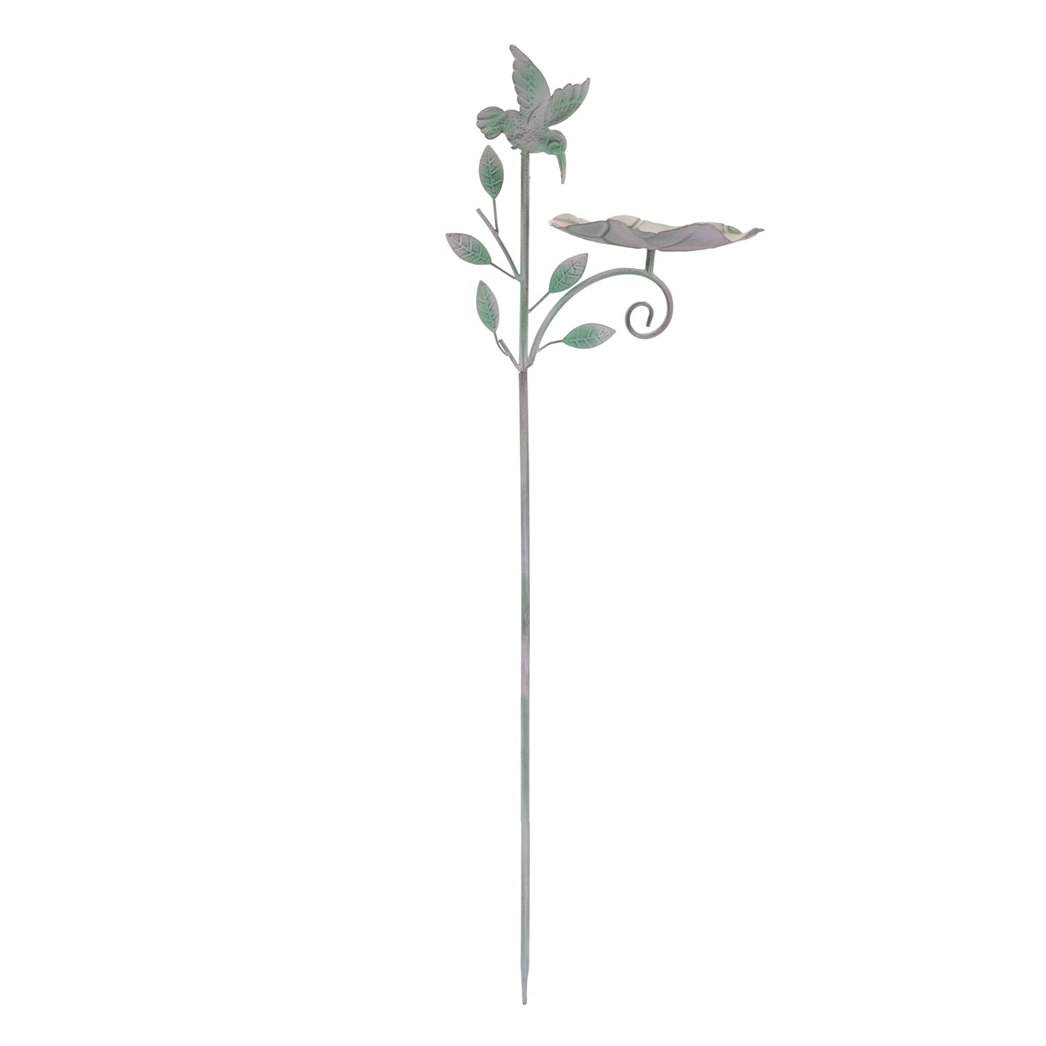 Iron Hummingbird Leaf Bird Feeder Garden Stake (Set of 2)