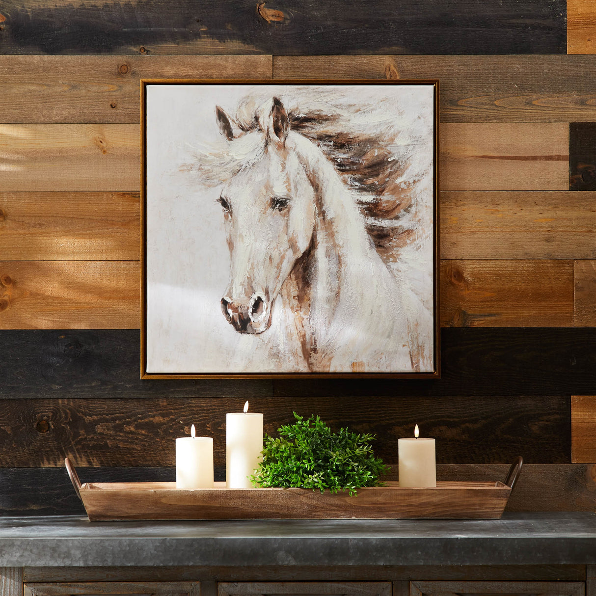 Framed horse canvas art 24"sq