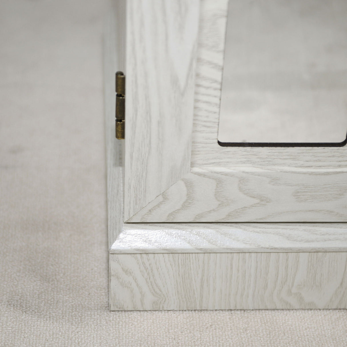 Sideboard Cabinet With Mirrored Doors, Adjustable Shelf, Metal Handles