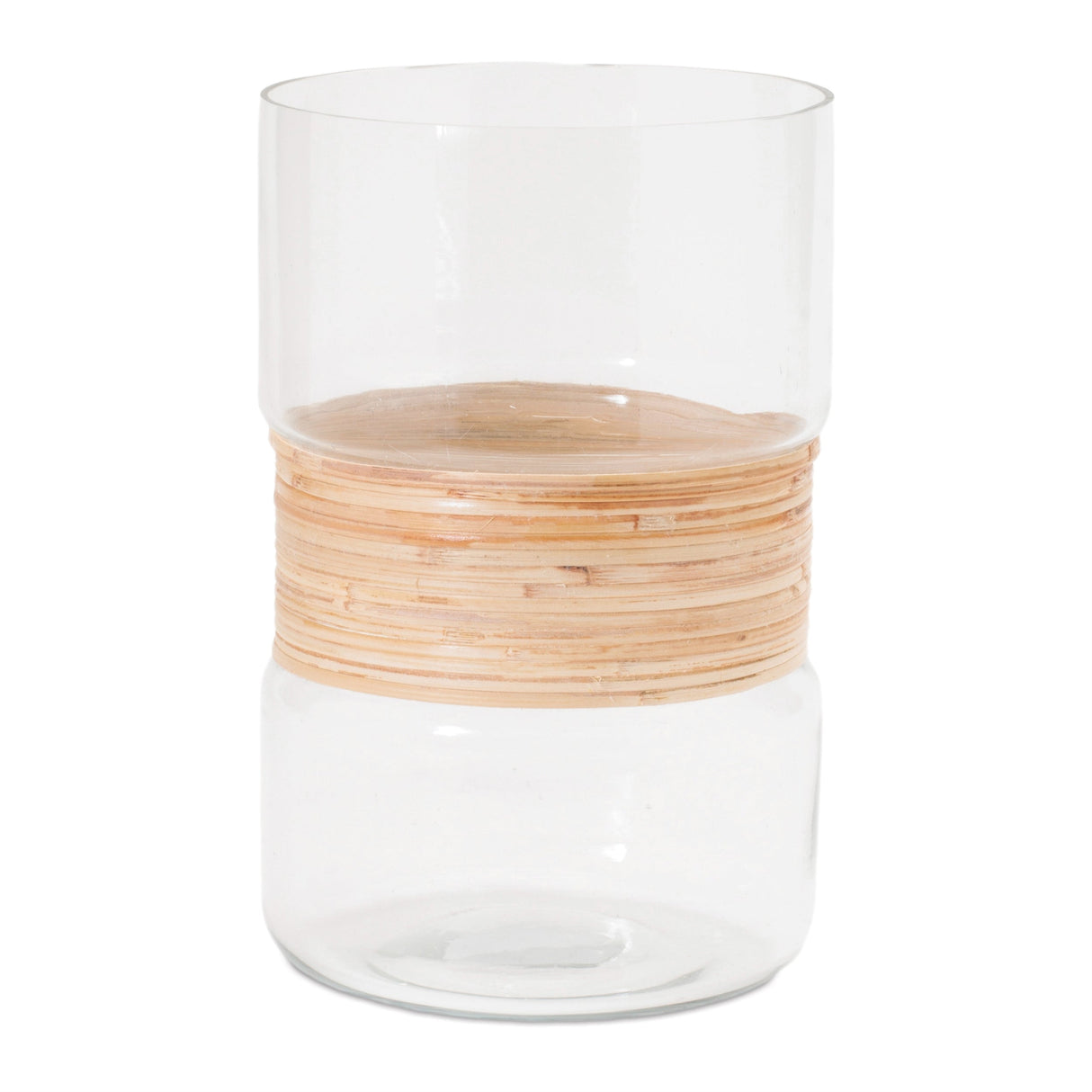 Glass-candle-holder-with-bamboo-accent-(set-of-2)-Candle-Holders