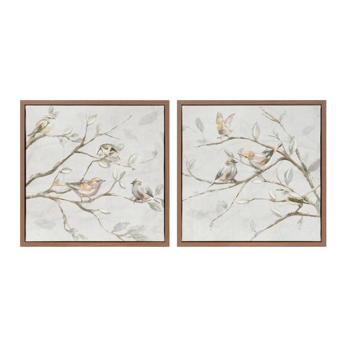 Framed birds on branches canvas art (set of 2)