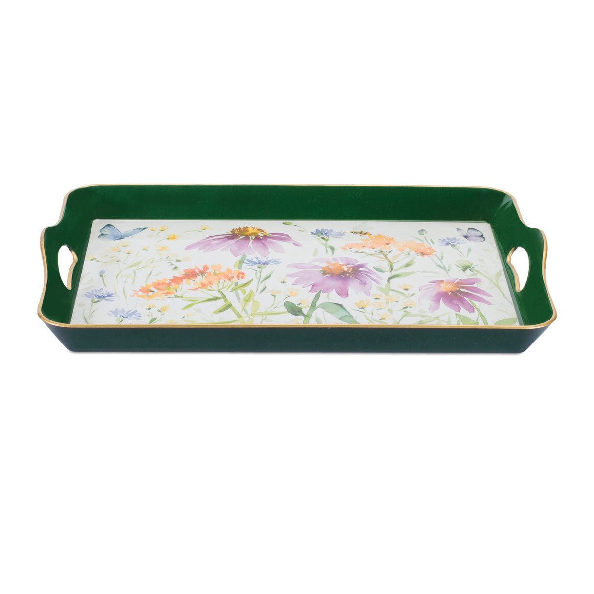 Wildflower Insect Print Tray with Handles 17"L