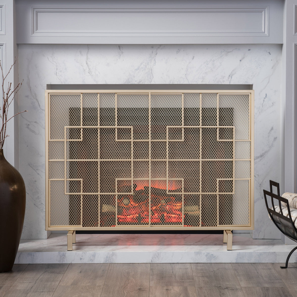 Dorothy Modern Single Panel Iron Fire Screen