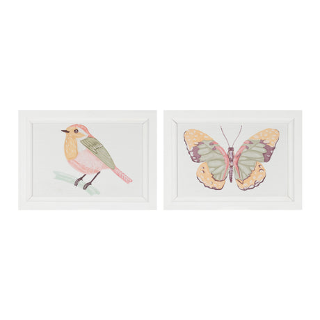 Framed-bird-and-butterfly-wall-plaque-(set-of-2)-Wall-Art