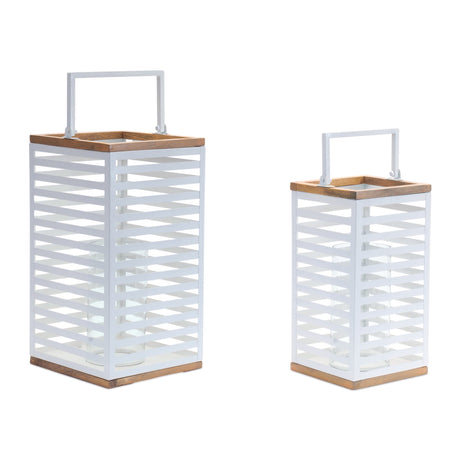 Metal-Box-Lantern-with-Natural-Wood-Accents-(Set-of-2)-Lighting-Decorations