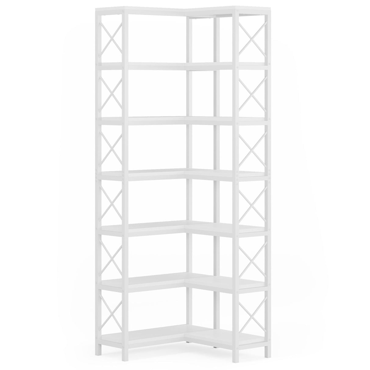 7 Tier Corner Bookshelf Storage Unit for Living Room