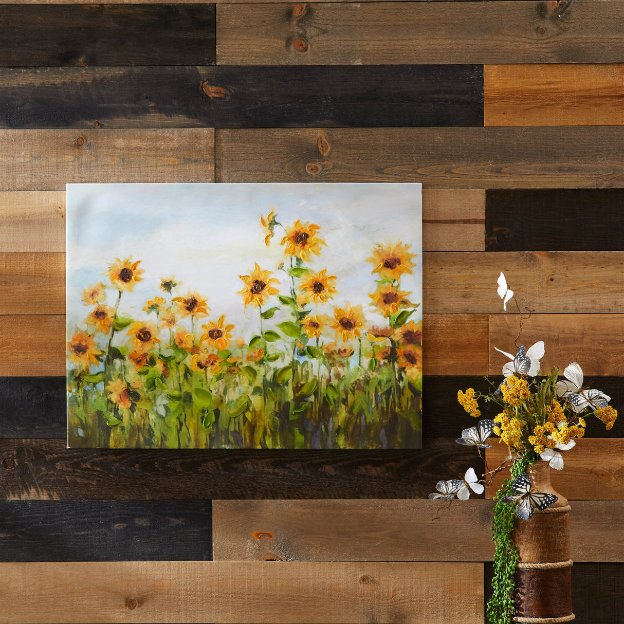Sunflower field canvas wall art 32"l