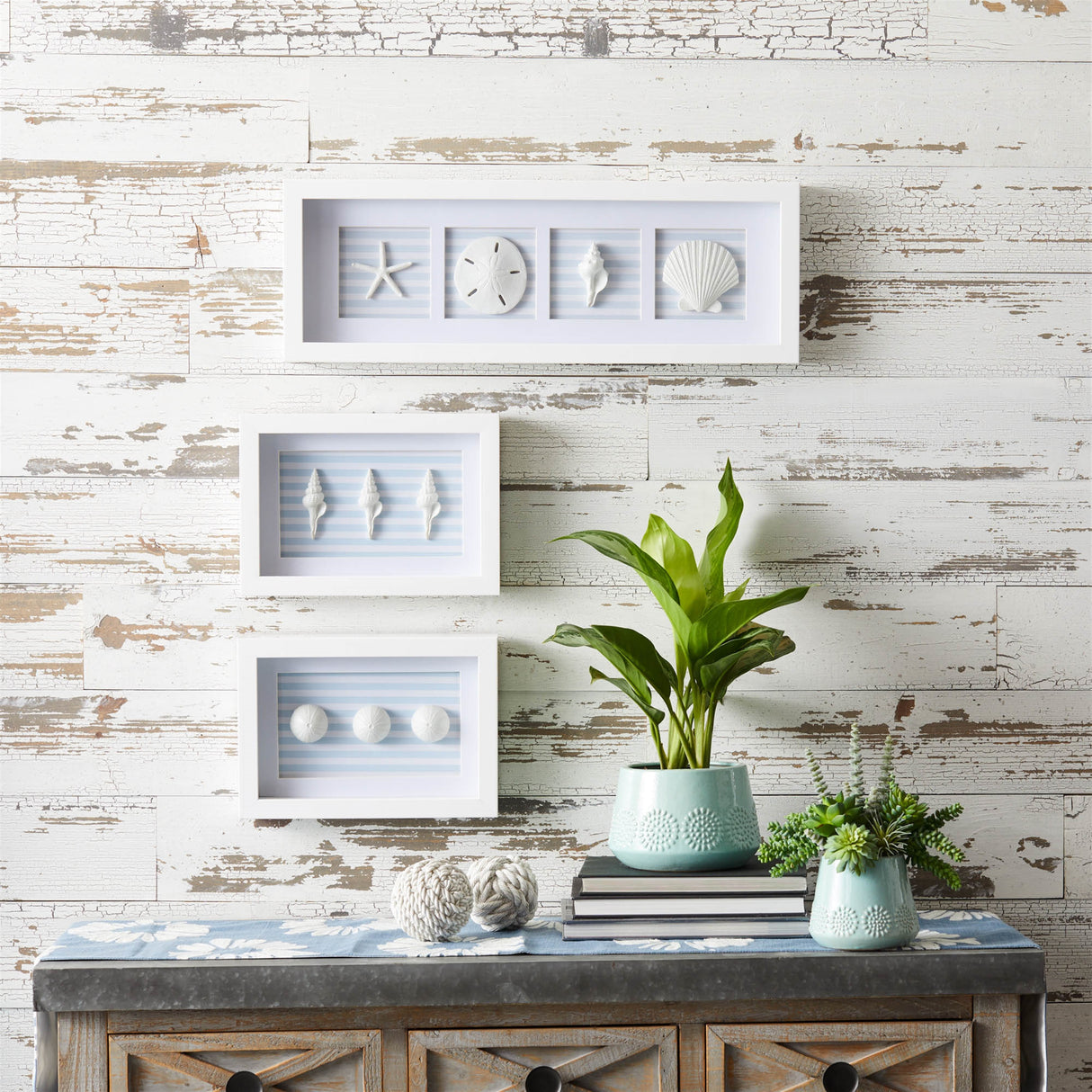 Framed beach wall plaque (set of 3)