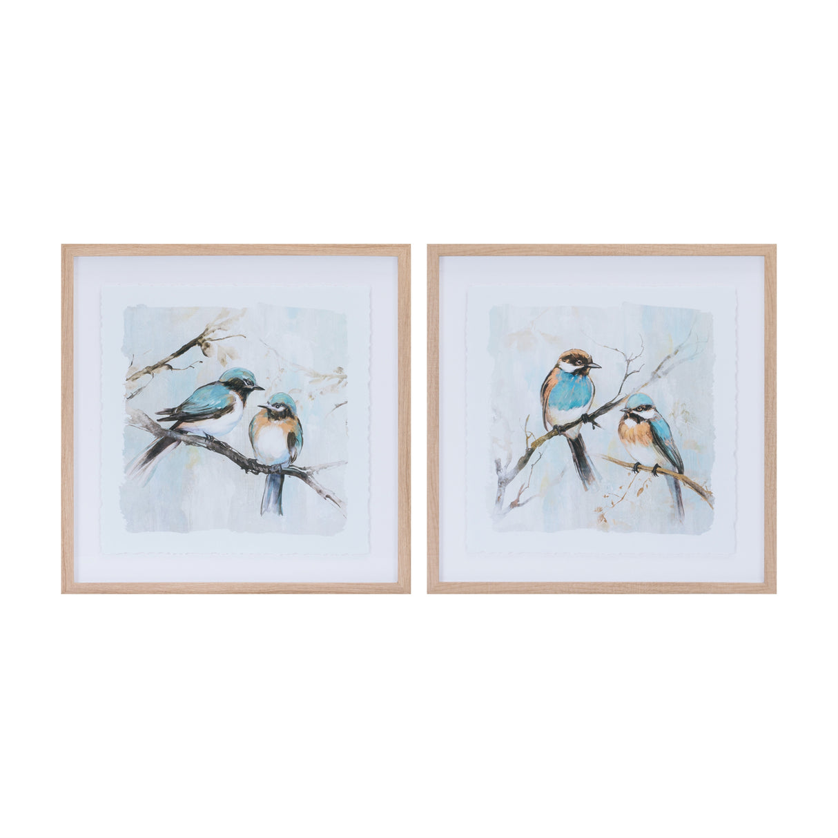 Framed bird couple wall print (set of 2)