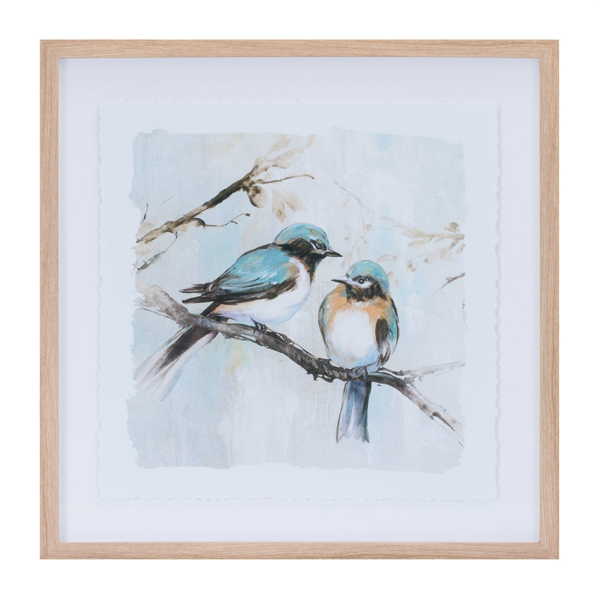 Framed bird couple wall print (set of 2)