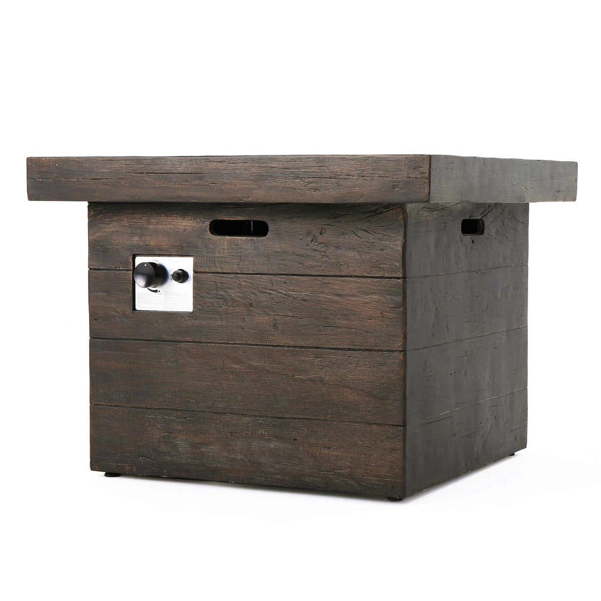 Anchorage 32'' Wood Square MGO Fire Pit Brown - 40,000 BTU