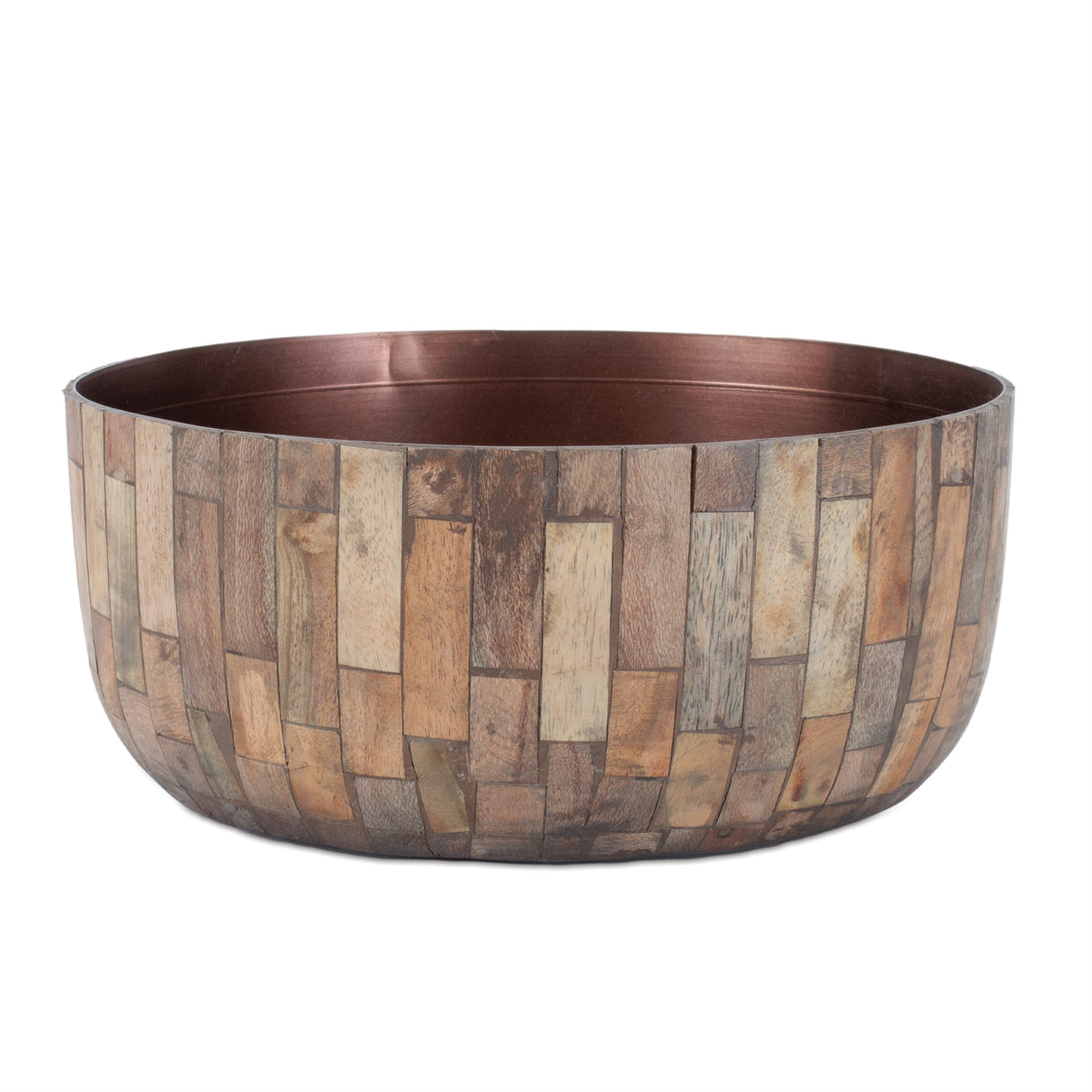 Round Wooden Bowl Planter (Set of 2)