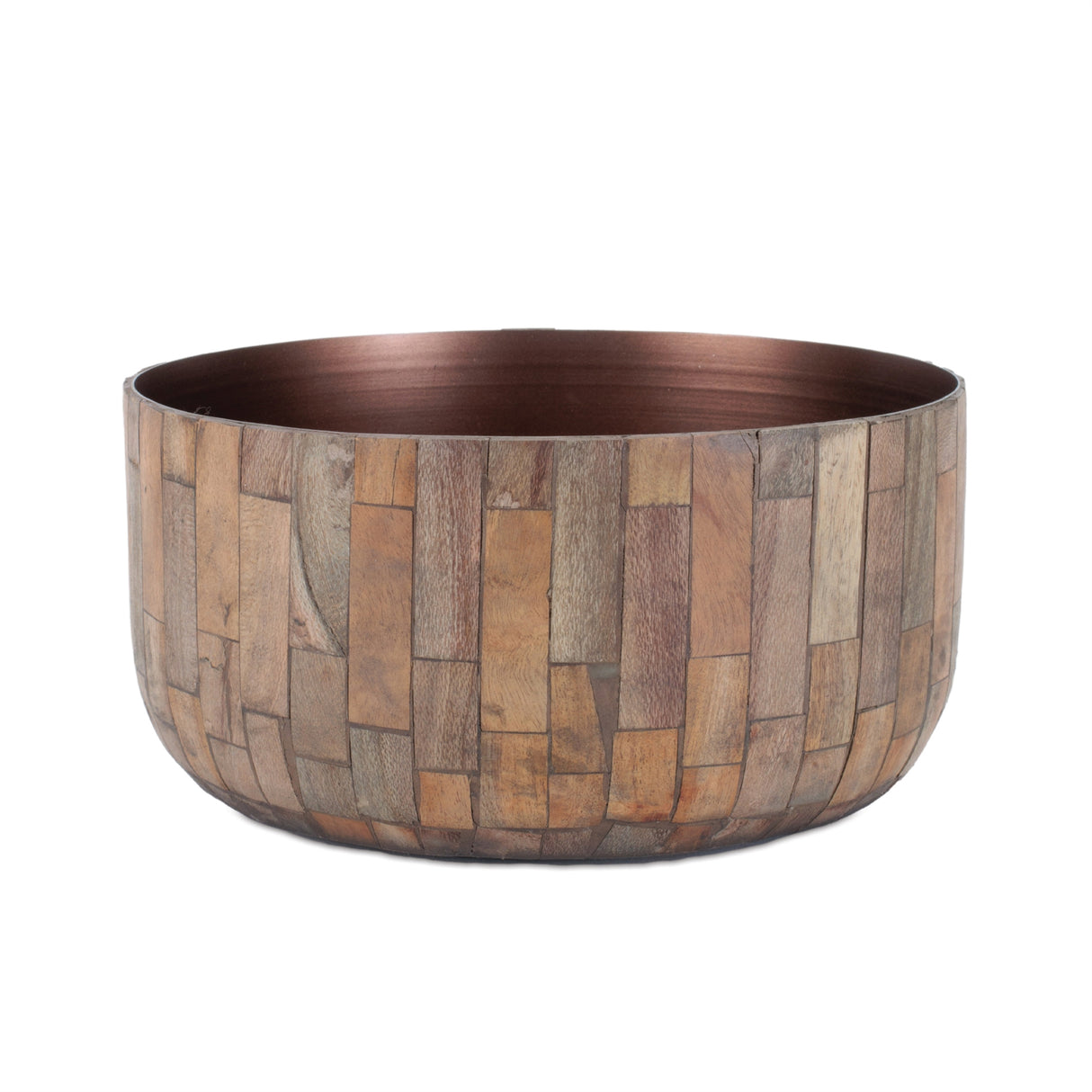 Round Wooden Bowl Planter (Set of 2)