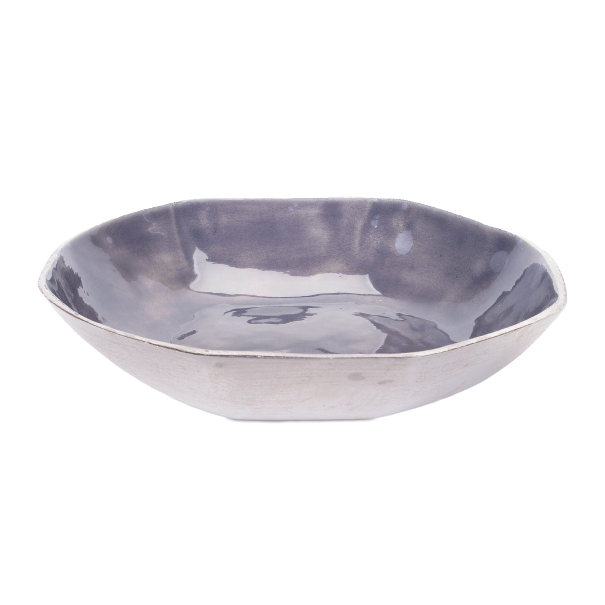 Metallic Aluminum Bowl 13.75"D