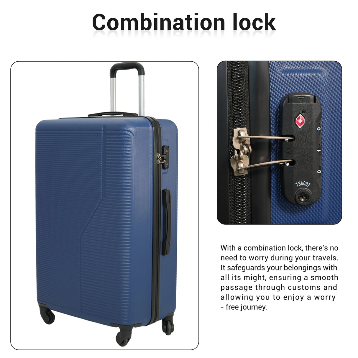 7-Piece ABS Luggage Set with Spinner Wheels and TSA Lock