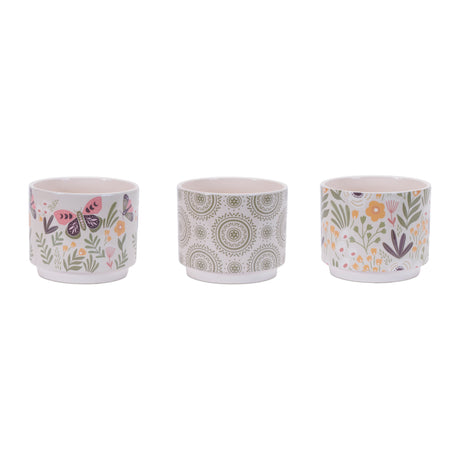Stone Floral Patterned Planter (Set of 3)
