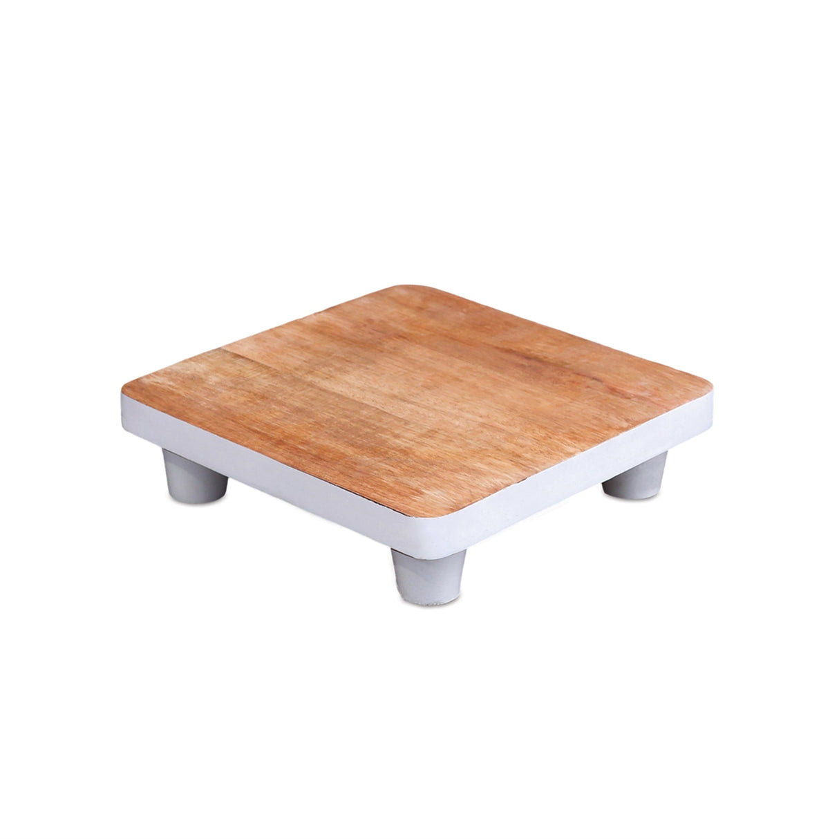 Natural wood pedestal tray (set of 2)