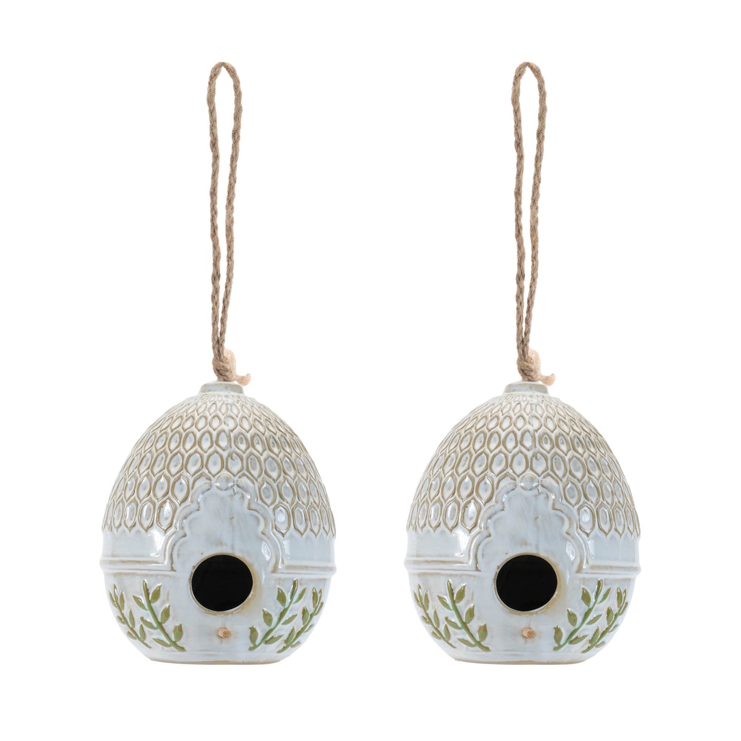 Ornate Porcelain Birdhouse (Set of 2)