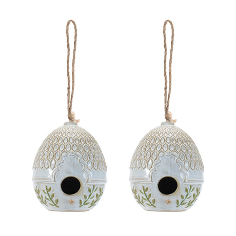 Ornate Porcelain Birdhouse (Set of 2)