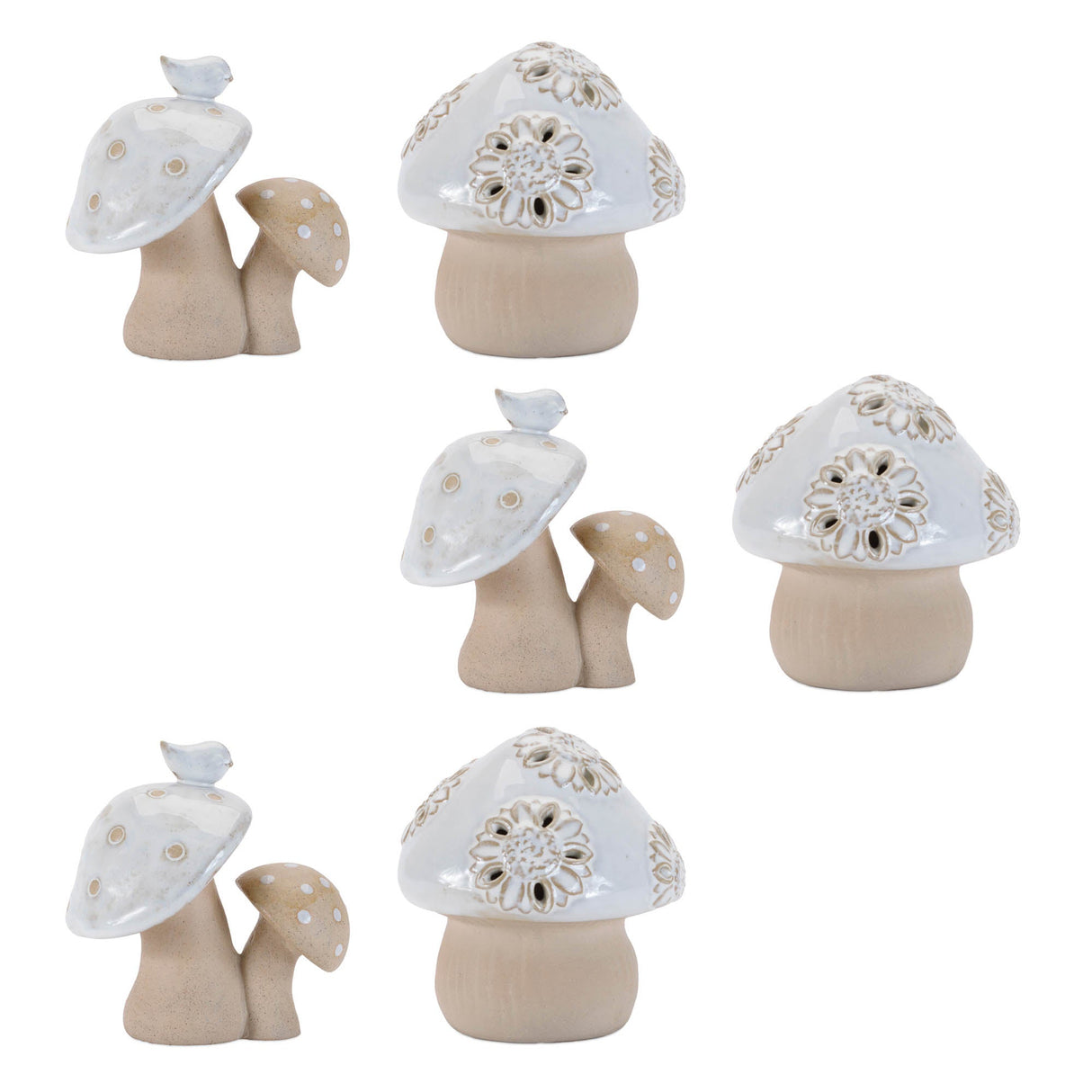 Porcelain Mushroom Decor (Set of 6)