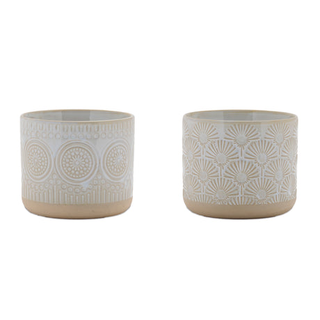 Porcelain Geometric Patterned Planter (Set of 2)