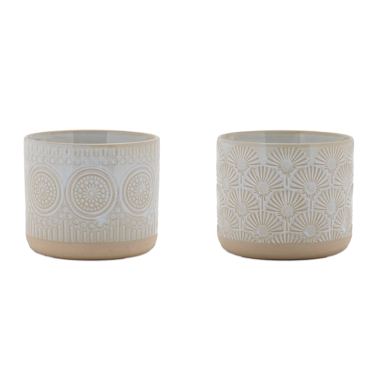 Porcelain Geometric Patterned Planter (Set of 2)